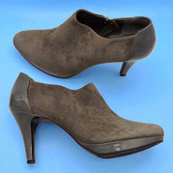 Bandolino Cardinal 11M "Gray" Suede Zippered Ankle Bootie Boots Shoes 3.5" heel - Picture 6 of 16